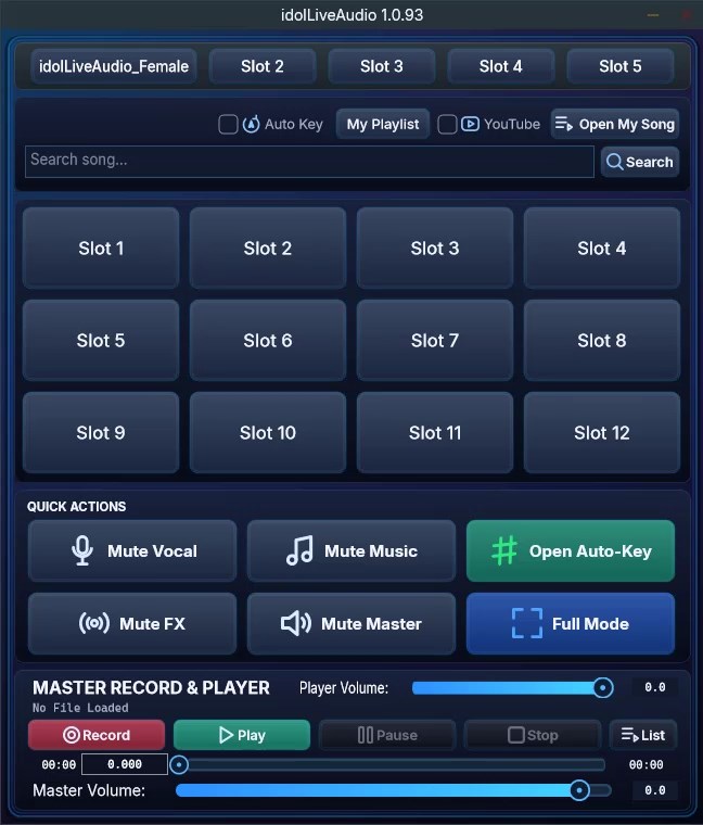 idolLiveAudio application in Mini Mode